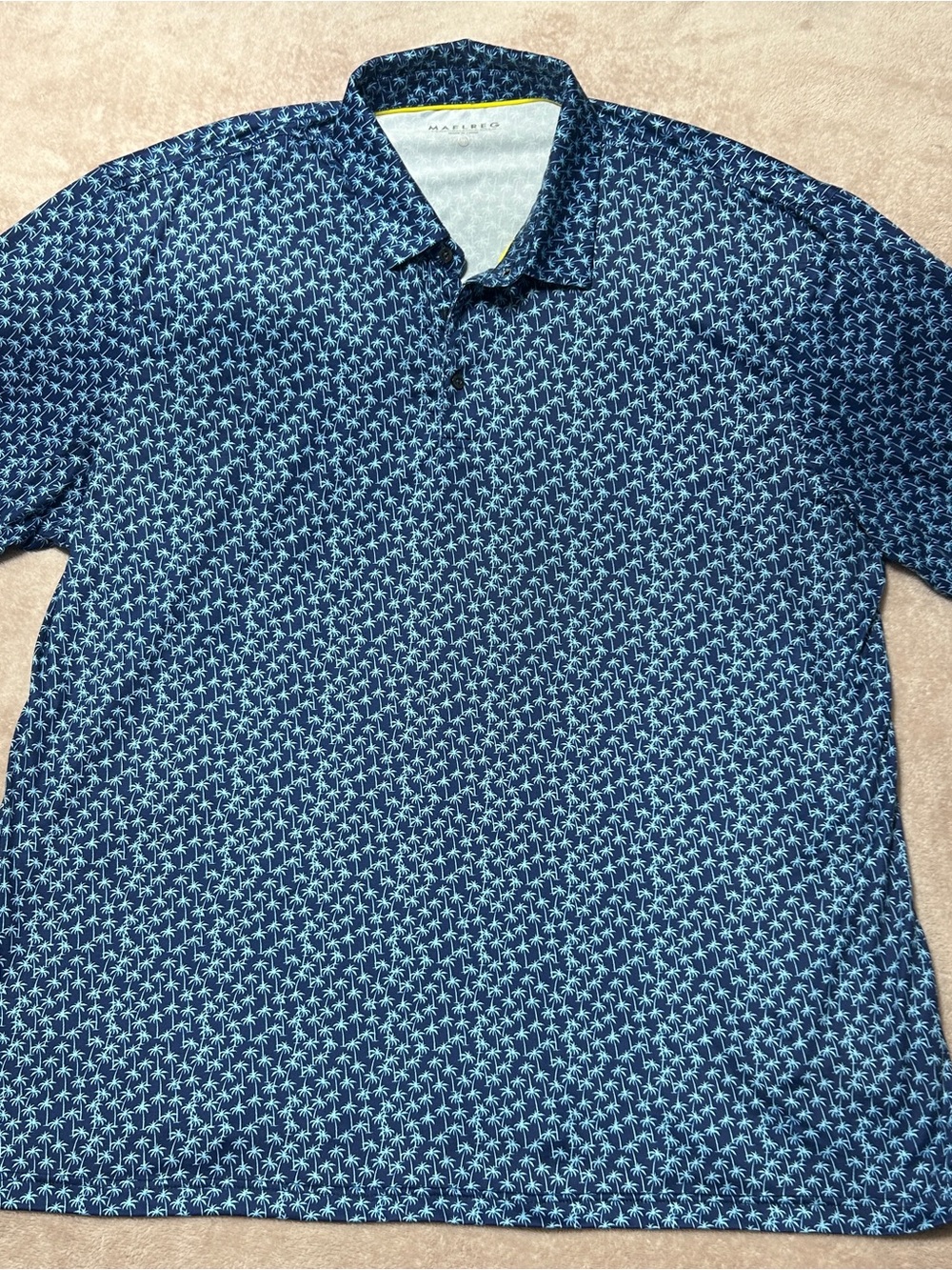 Maelreg Men's Navy Palm-Print Polo Shirt